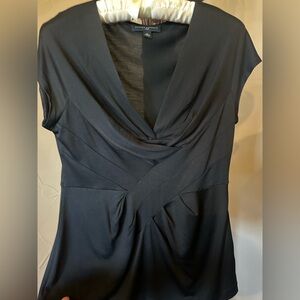 Elegant Banana Republic 100% Silk Black Crossover Blouse